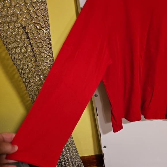 NWT Women's Size 4X Croft & Barrow Solid Red Long-Sleeve Mock Neck Shirt - Picture 2 of 6